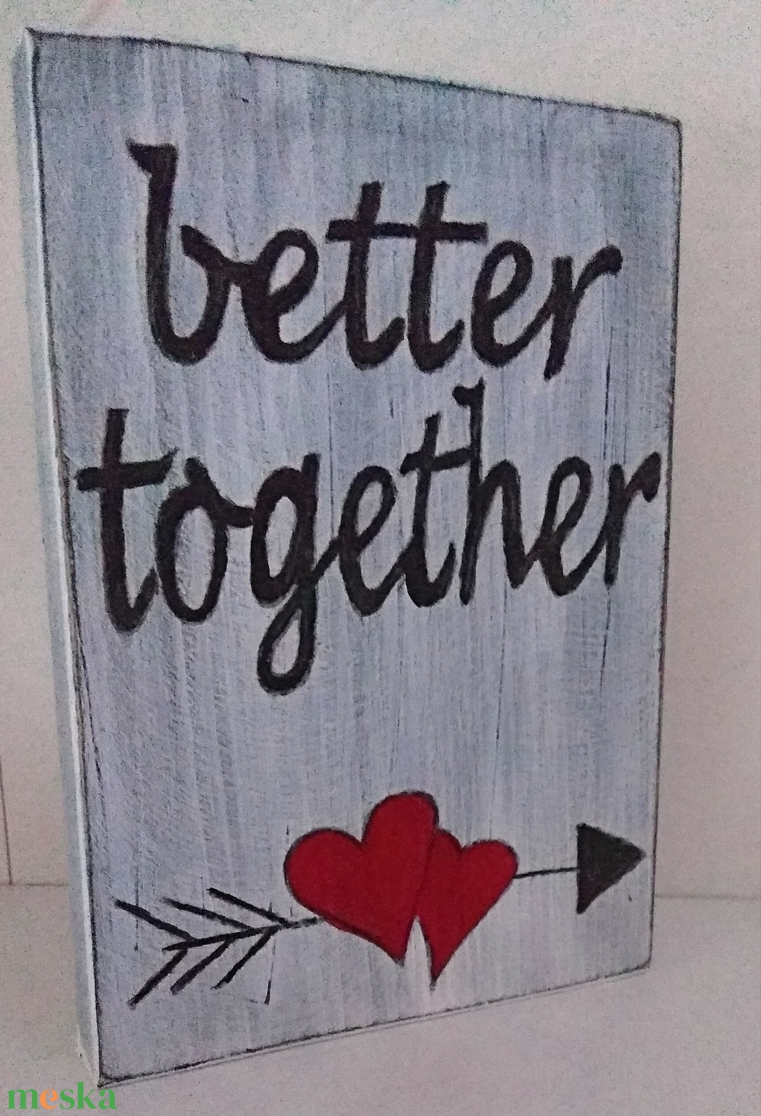 Valentin napi ajándék fa tábla vintage stílusban  - otthon & életmód - dekoráció - dísztárgy - Meska.hu