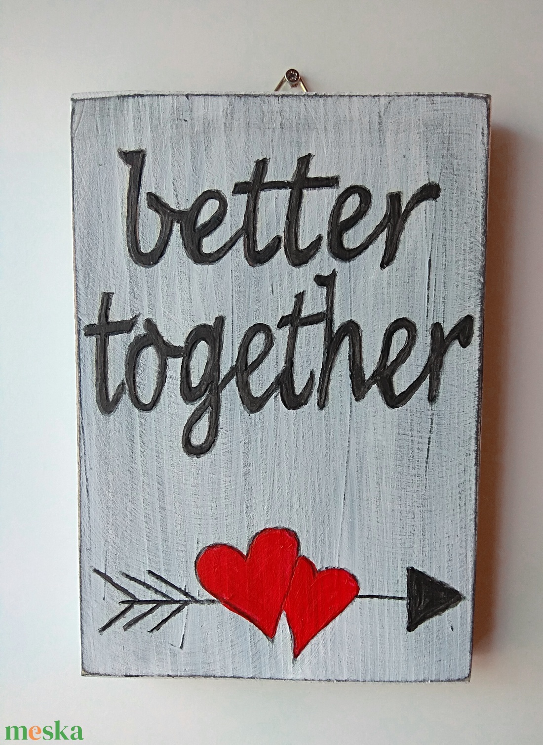 Valentin napi ajándék fa tábla vintage stílusban  - otthon & életmód - dekoráció - dísztárgy - Meska.hu