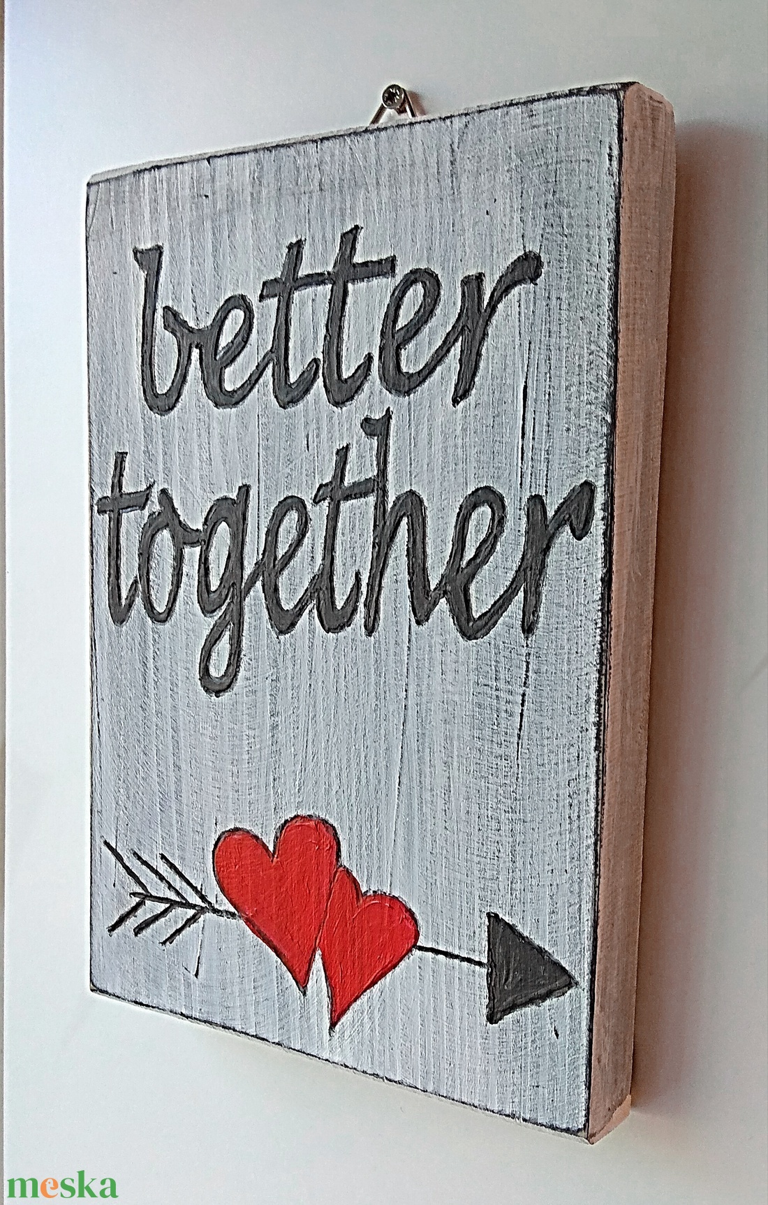 Valentin napi ajándék fa tábla vintage stílusban  - otthon & életmód - dekoráció - dísztárgy - Meska.hu