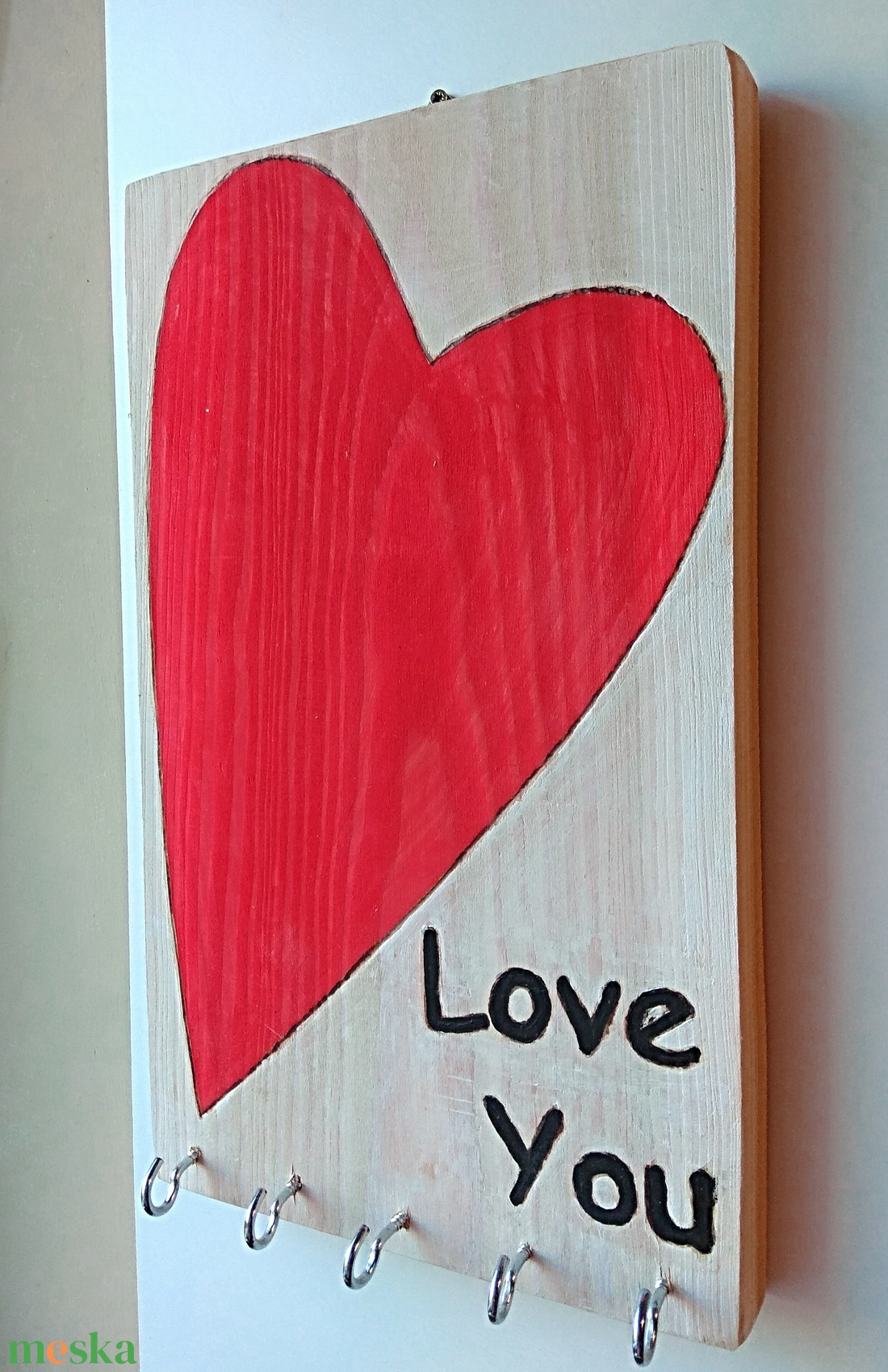  Valentin napi szíves fali akasztós tároló  - otthon & életmód - dekoráció - fali és függő dekoráció - fali kulcstartó - Meska.hu