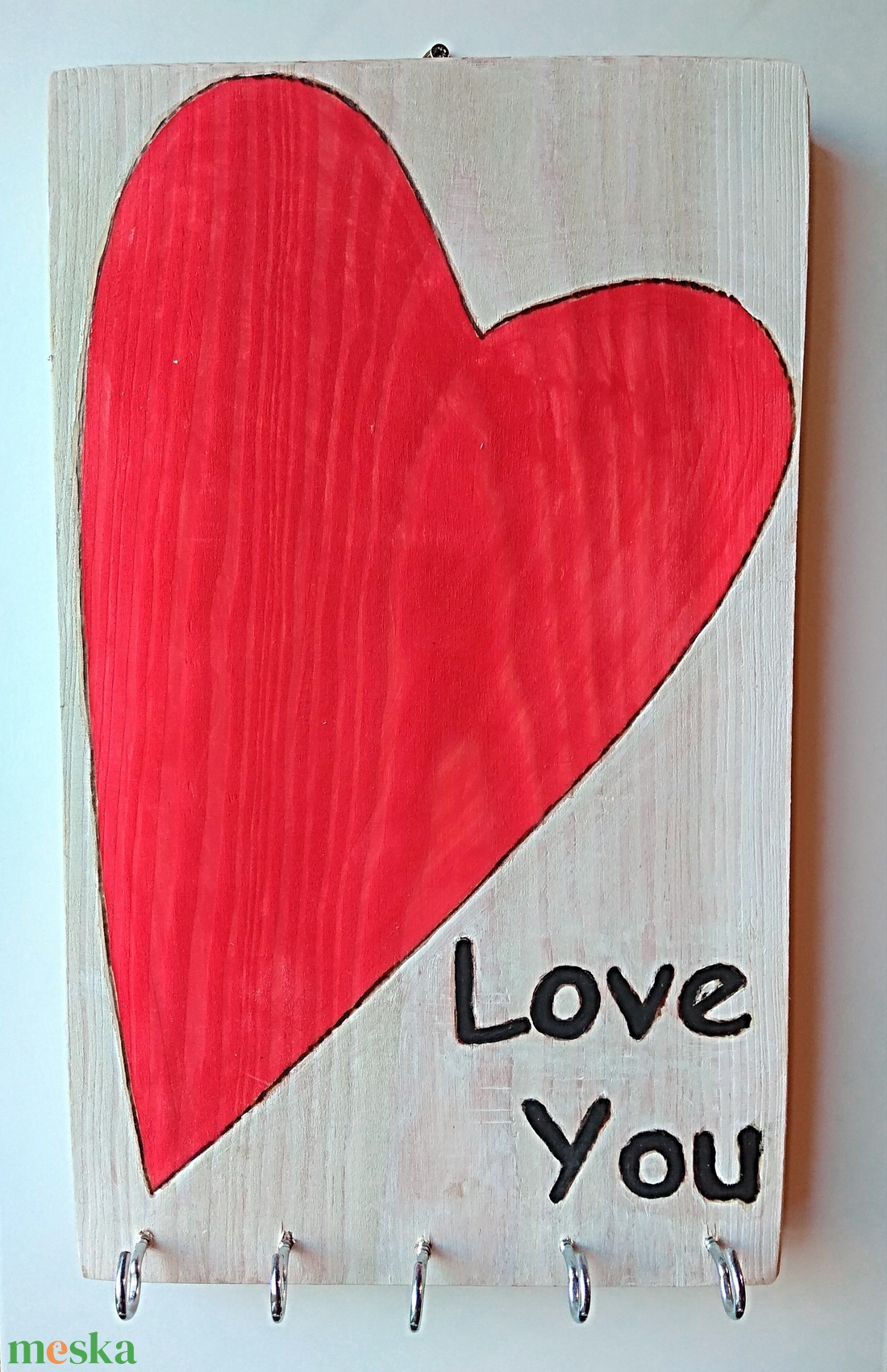  Valentin napi szíves fali akasztós tároló  - otthon & életmód - dekoráció - fali és függő dekoráció - fali kulcstartó - Meska.hu