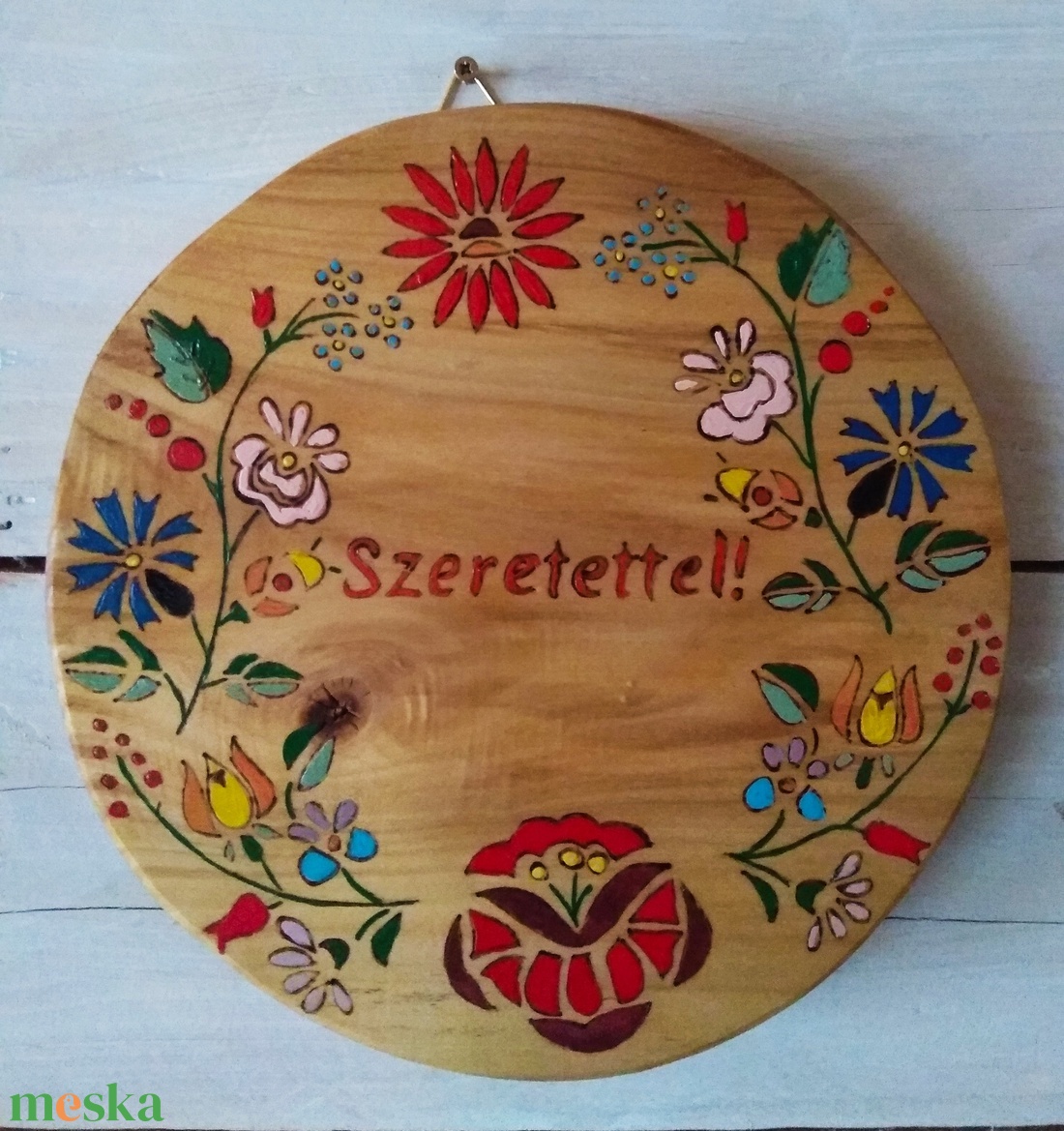 Kalocsai mintás öreg nyárfa tábla - otthon & életmód - dekoráció - kép & falikép - táblakép - Meska.hu