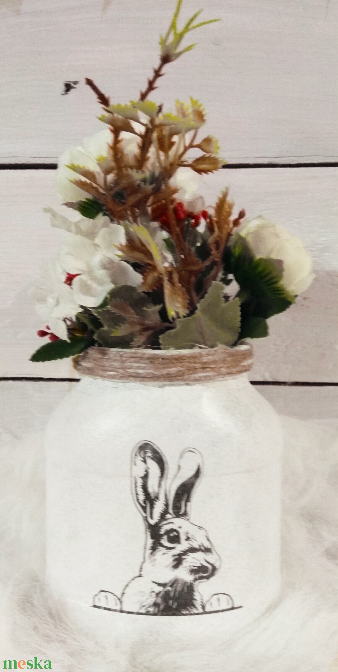 Húsvéti nyuszis üveg virág tartó - otthon & életmód - dekoráció - Meska.hu