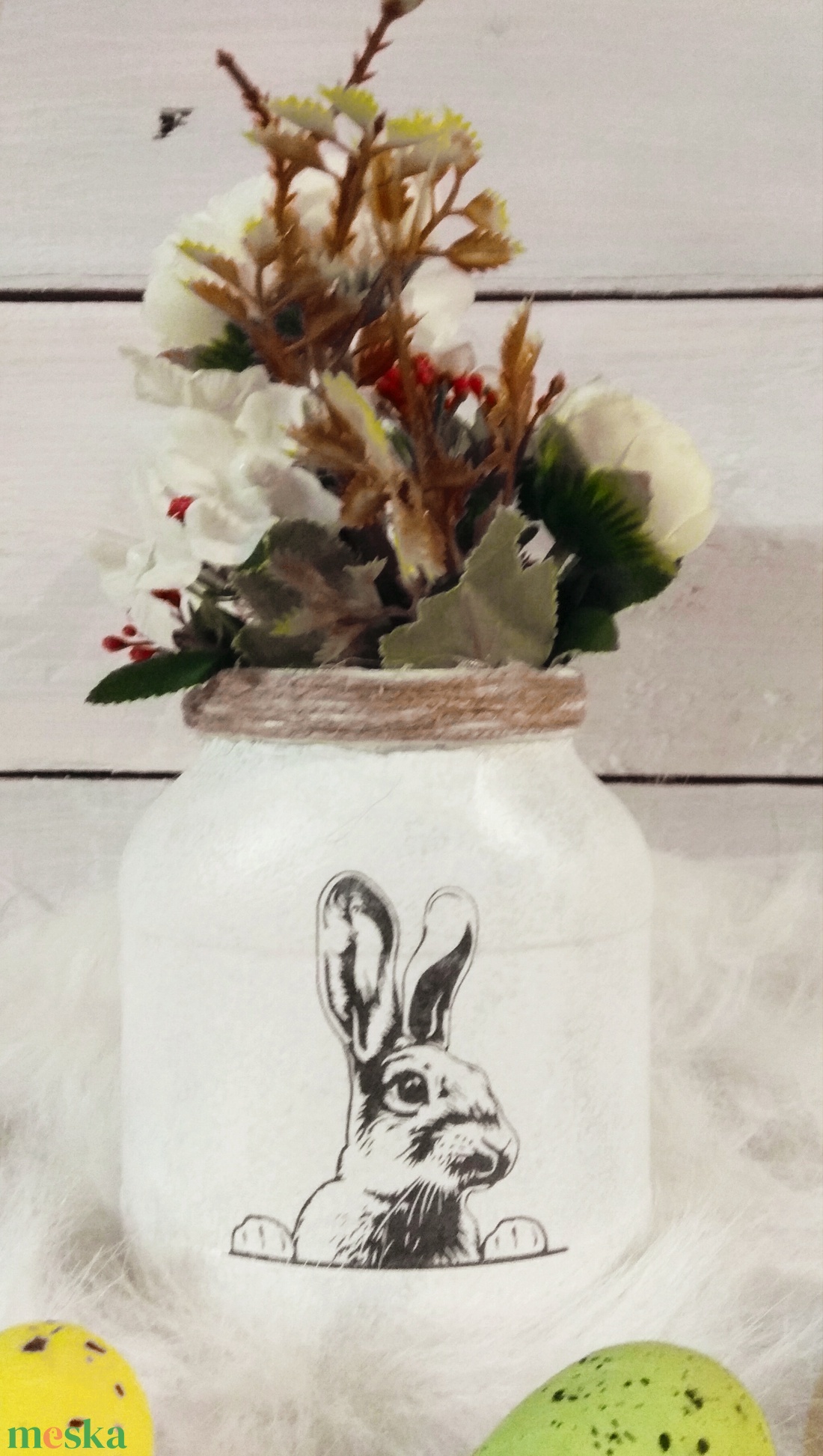 Húsvéti nyuszis üveg virág tartó - otthon & életmód - dekoráció - Meska.hu
