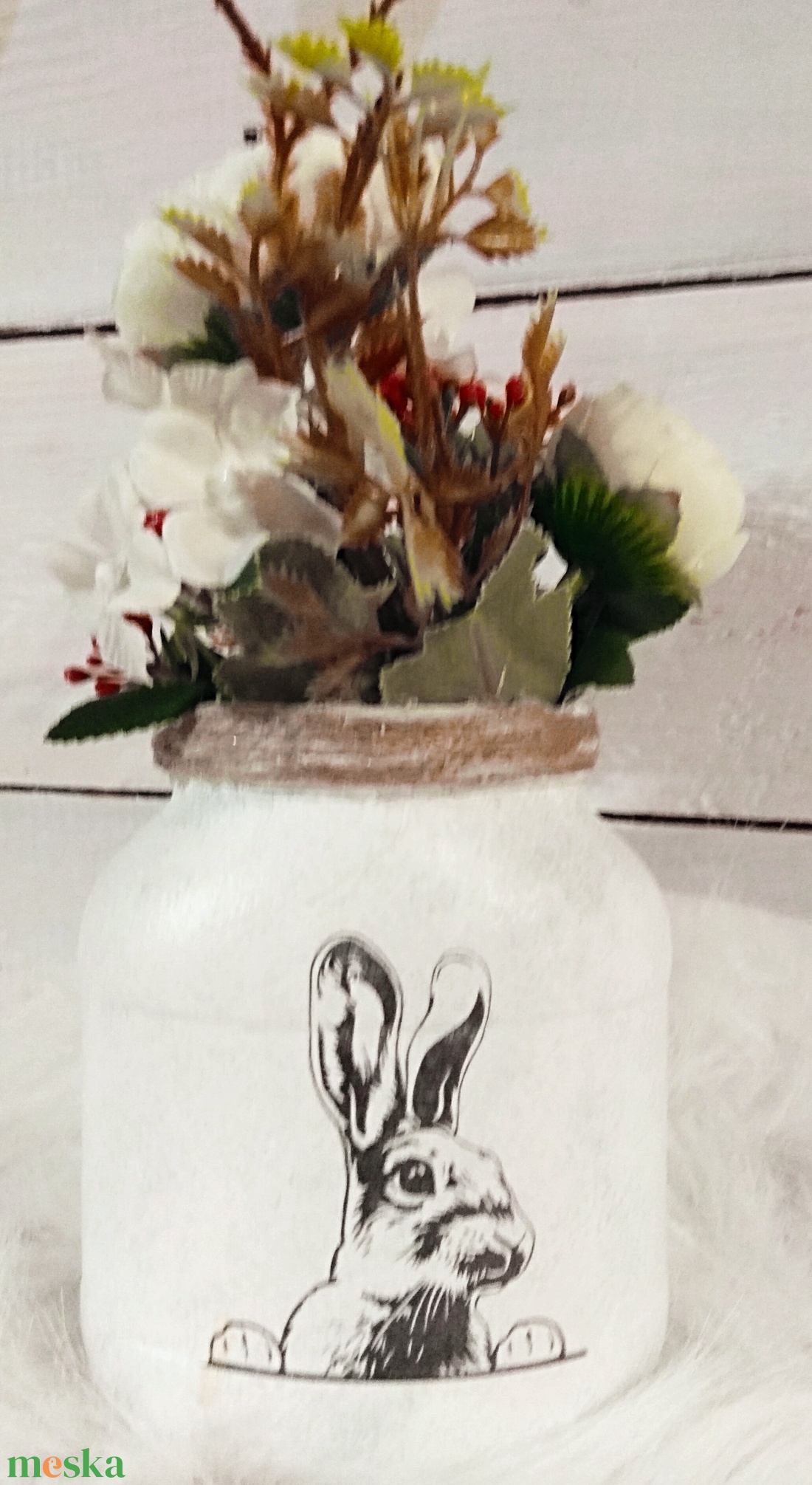 Húsvéti nyuszis üveg virág tartó - otthon & életmód - dekoráció - Meska.hu