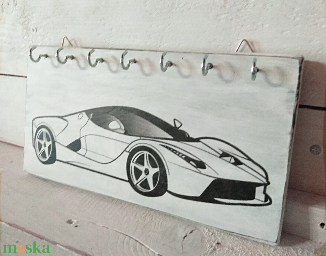 Sportkocsi fali kulcstartó vintage stílusban  - otthon & életmód - dekoráció - fali és függő dekoráció - fali kulcstartó - Meska.hu