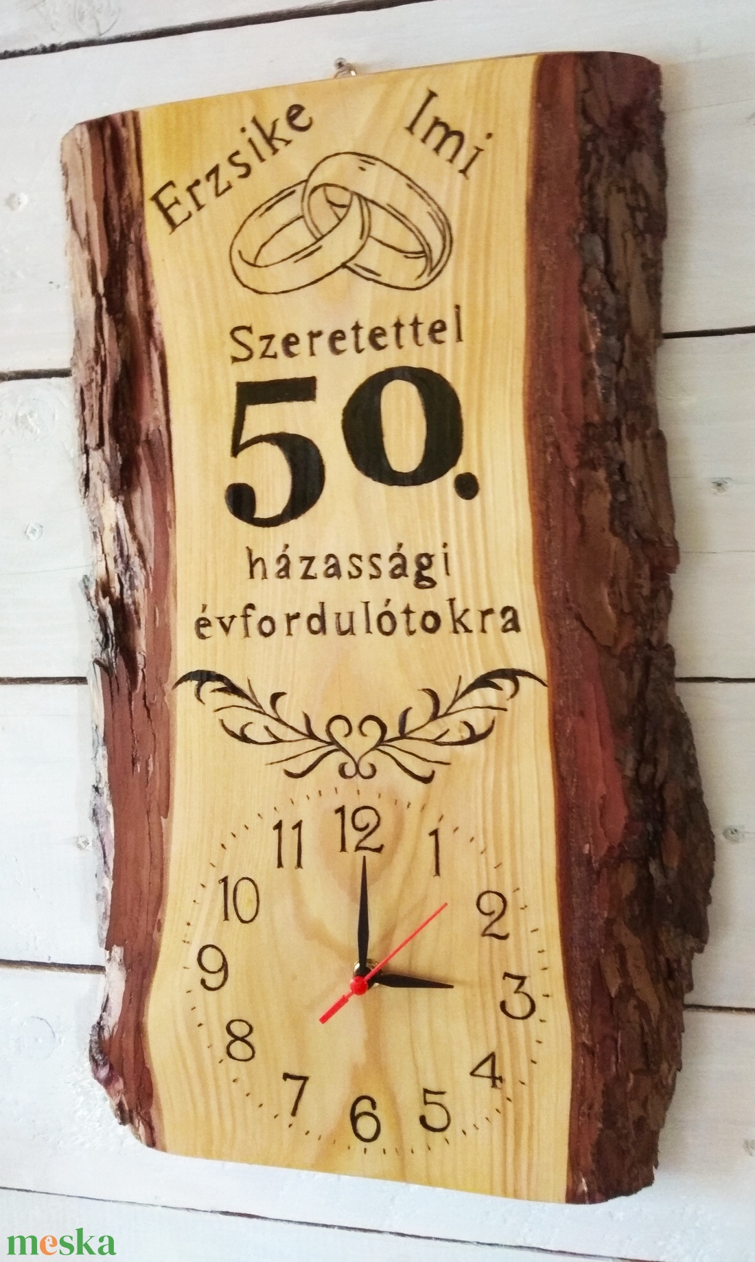 Vörösfenyő falióra házassági évforduló alkalmából nevekkel - otthon & életmód - dekoráció - fali és függő dekoráció - falióra & óra - Meska.hu Vörösfenyő falióra házassági évforduló alkalmából nevekkel - otthon & életmód - dekoráció - fali és függő dekoráció - falióra & óra - Meska.hu