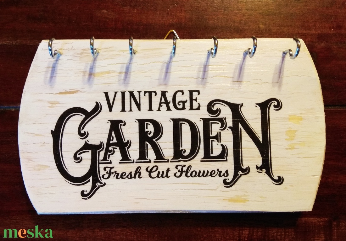 Vintage Garden fehér fali kulcstartó  - otthon & életmód - dekoráció - fali és függő dekoráció - fali kulcstartó - Meska.hu