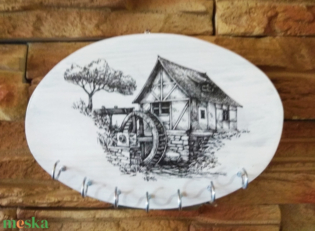 Vintage stílusú házikós fali kulcstartó  - otthon & életmód - dekoráció - fali és függő dekoráció - fali kulcstartó - Meska.hu