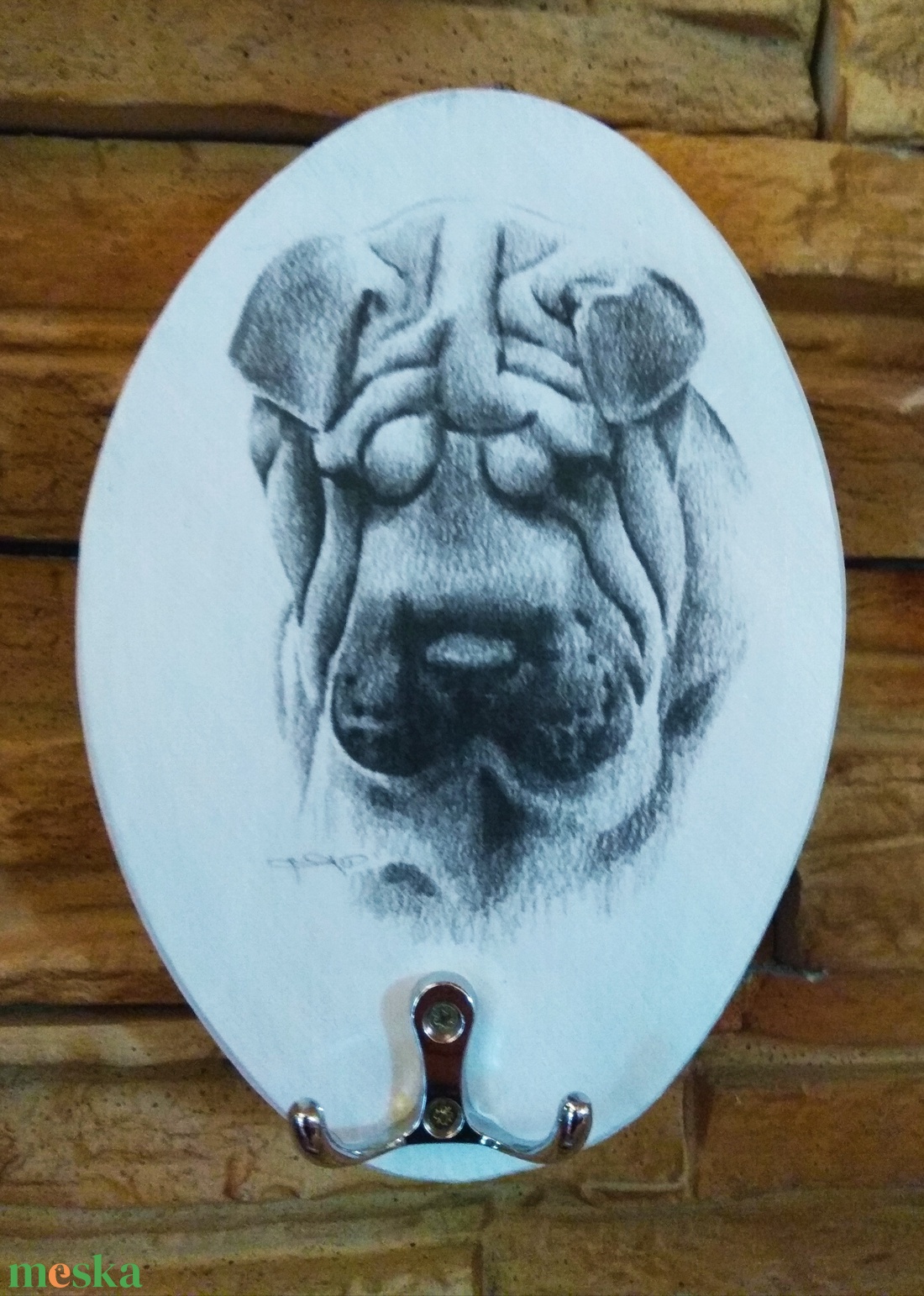 Fali póráz tartó Shar Pei kutyussal  - otthon & életmód - tárolás & rendszerezés - fali tároló - Meska.hu