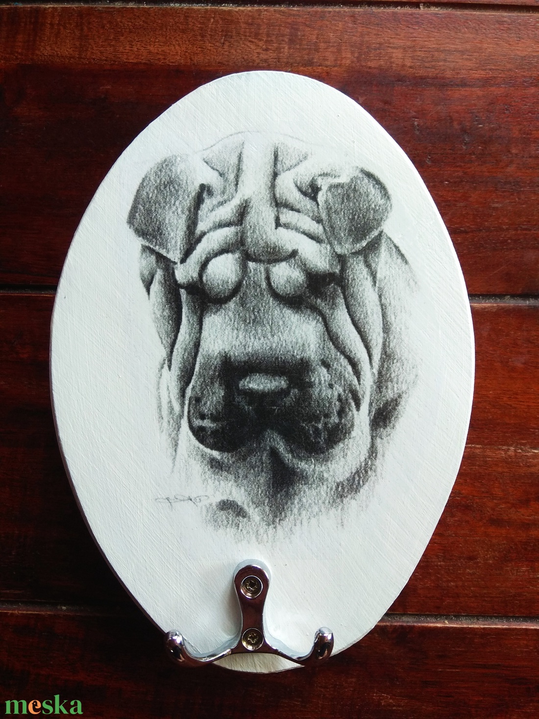 Fali póráz tartó Shar Pei kutyussal  - otthon & életmód - tárolás & rendszerezés - fali tároló - Meska.hu