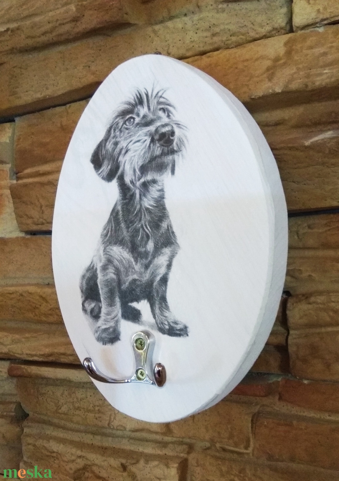 Fali póráz tartó szálkás szőrű tacskó kutyussal  - otthon & életmód - tárolás & rendszerezés - fali tároló - Meska.hu