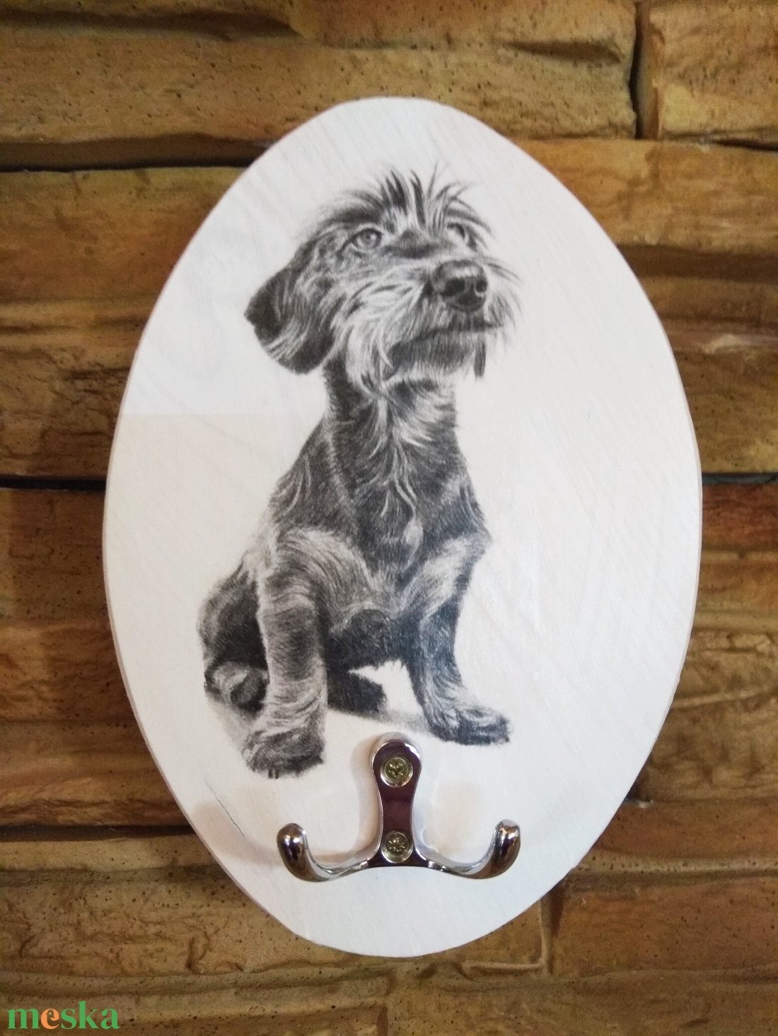 Fali póráz tartó szálkás szőrű tacskó kutyussal  - otthon & életmód - tárolás & rendszerezés - fali tároló - Meska.hu