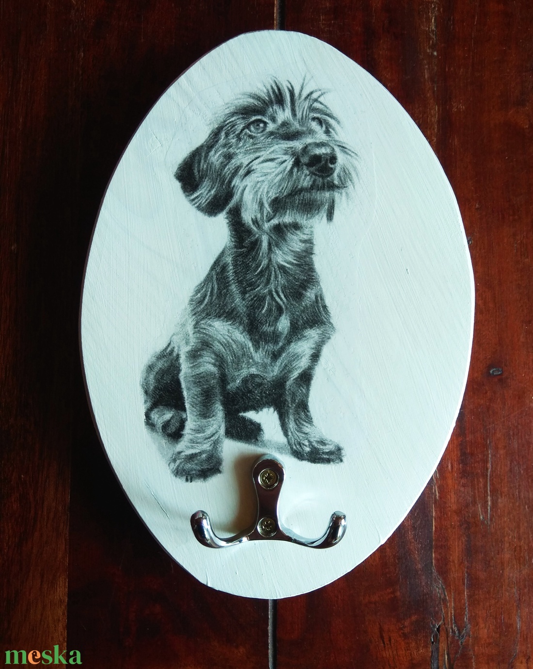 Fali póráz tartó szálkás szőrű tacskó kutyussal  - otthon & életmód - tárolás & rendszerezés - fali tároló - Meska.hu