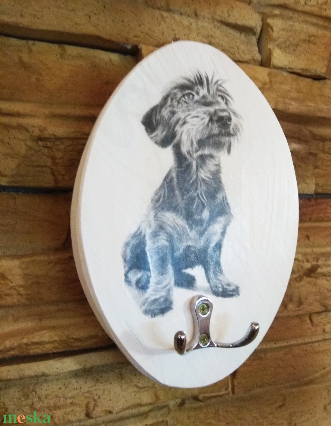 Fali póráz tartó szálkás szőrű tacskó kutyussal  - otthon & életmód - tárolás & rendszerezés - fali tároló - Meska.hu