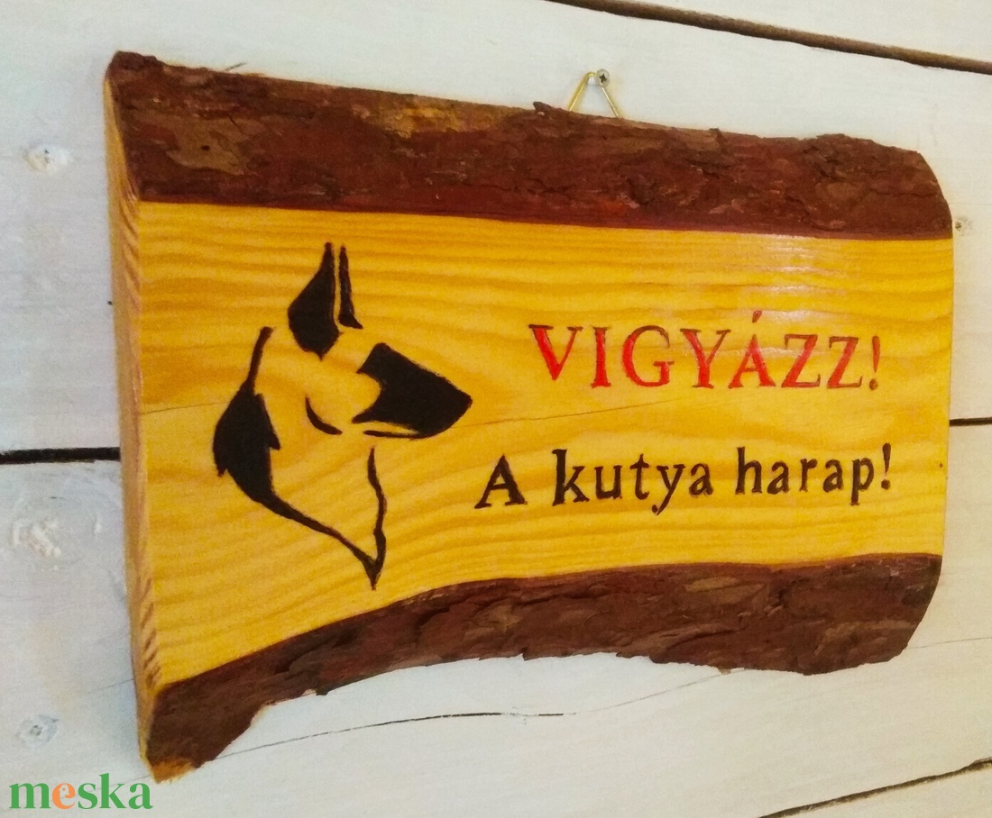 Vigyázz a kutya harap! Vörösfenyő fatábla. - otthon & életmód - ház & kert - névtábla - Meska.hu
