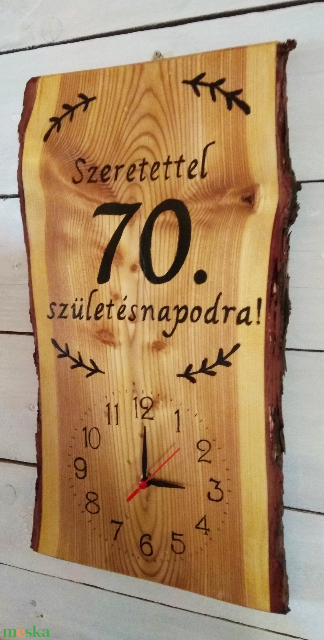 Fából készült falióra 70.születésnapra - otthon & életmód - dekoráció - fali és függő dekoráció - falióra & óra - Meska.hu