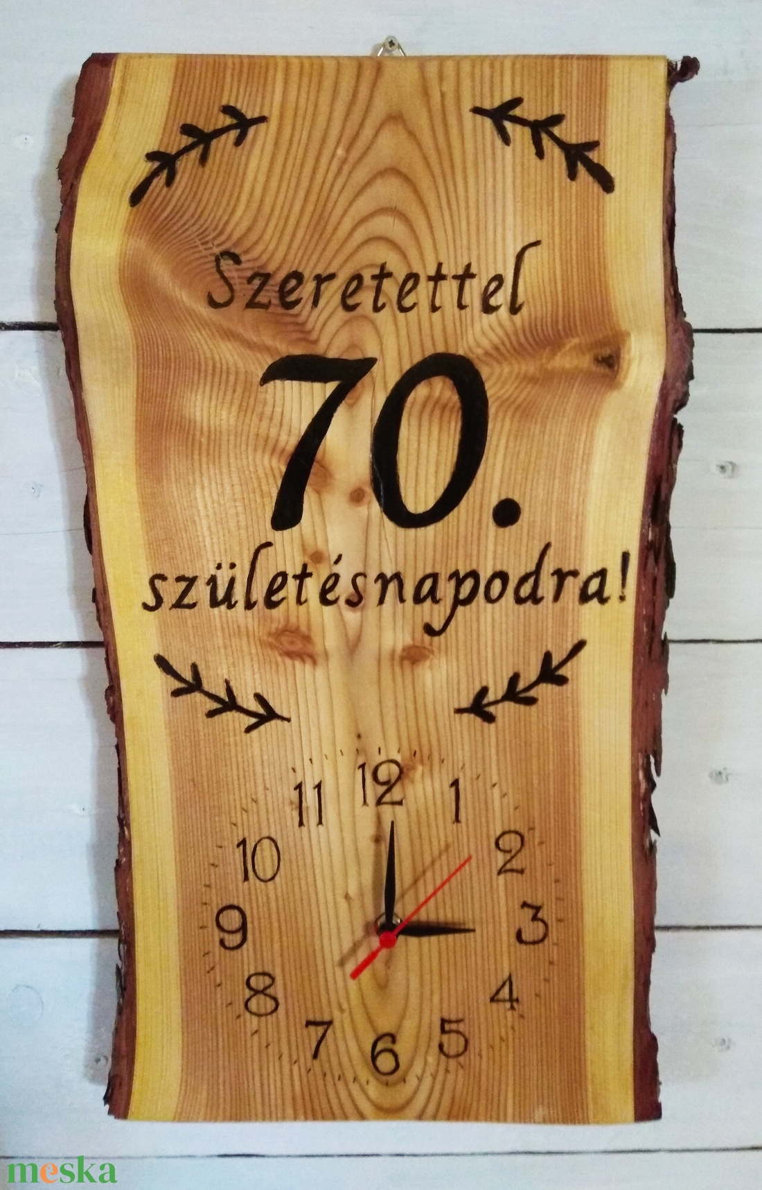 Fából készült falióra 70.születésnapra - otthon & életmód - dekoráció - fali és függő dekoráció - falióra & óra - Meska.hu