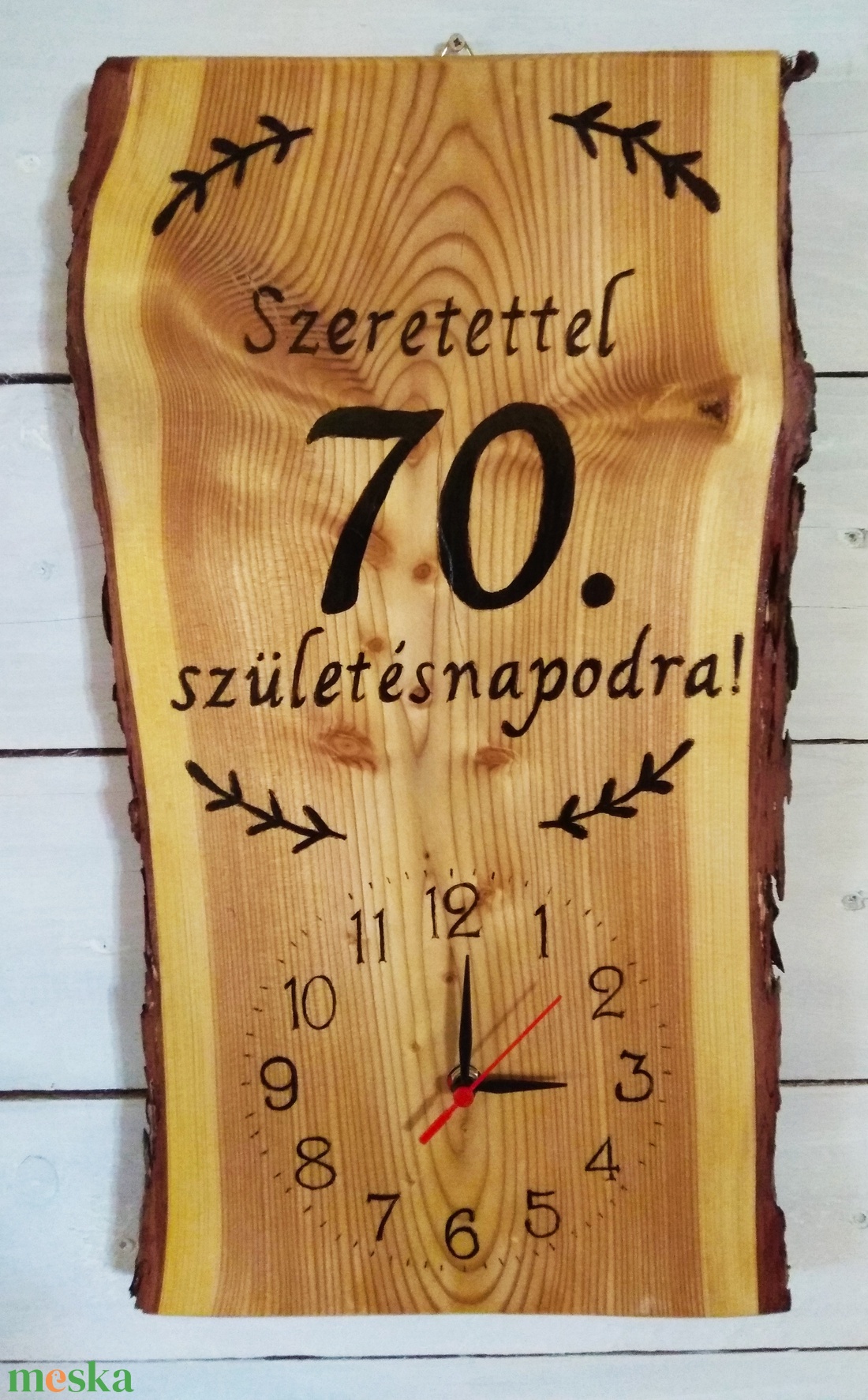 Fából készült falióra 70.születésnapra - otthon & életmód - dekoráció - fali és függő dekoráció - falióra & óra - Meska.hu