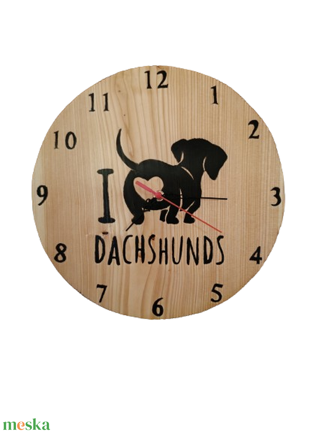 Nagyméretű, fából készült falióra tacskó kutyussal  - otthon & életmód - dekoráció - fali és függő dekoráció - falióra & óra - Meska.hu