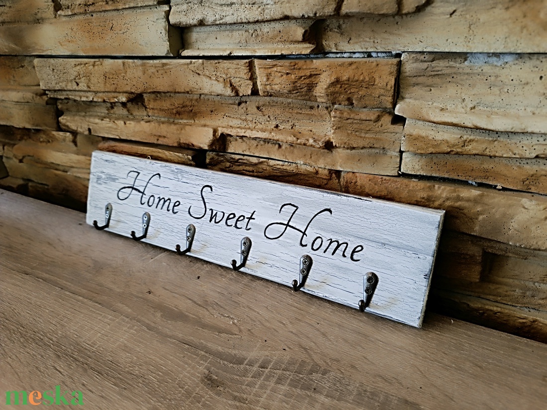 Home sweet home vintage stílusú fali kulcstartó  - otthon & életmód - dekoráció - fali és függő dekoráció - fali kulcstartó - Meska.hu