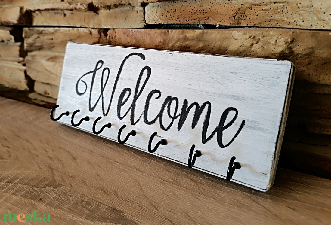 Welcome fehér fa, vintage stílusú fali kulcstartó - otthon & életmód - dekoráció - fali és függő dekoráció - fali kulcstartó - Meska.hu Welcome fehér fa, vintage stílusú fali kulcstartó - otthon & életmód - dekoráció - fali és függő dekoráció - fali kulcstartó - Meska.hu