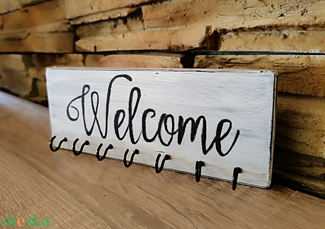 Welcome fehér fa, vintage stílusú fali kulcstartó - otthon & életmód - dekoráció - fali és függő dekoráció - fali kulcstartó - Meska.hu Welcome fehér fa, vintage stílusú fali kulcstartó - otthon & életmód - dekoráció - fali és függő dekoráció - fali kulcstartó - Meska.hu
