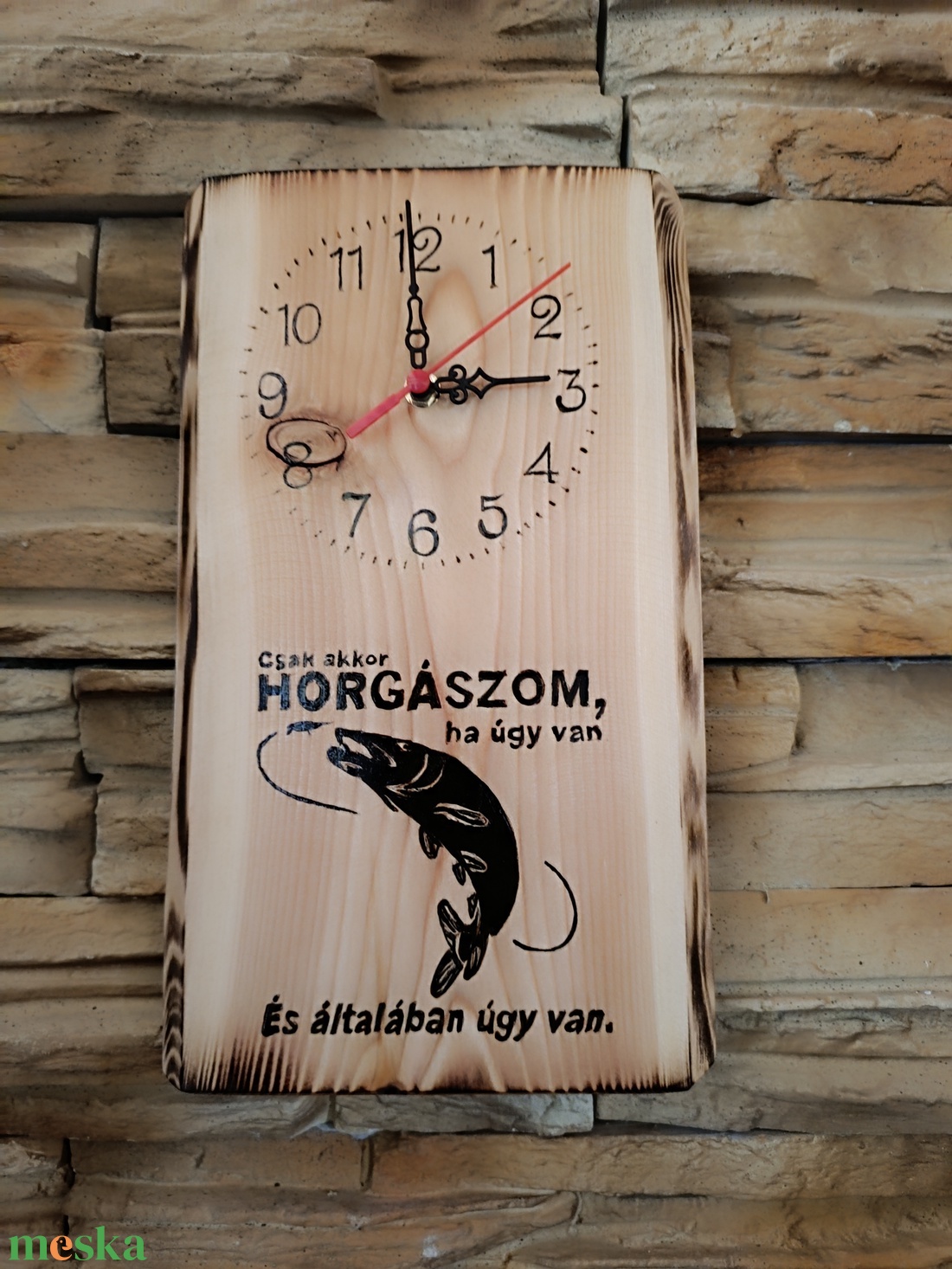  Fa falióra horgászok számára felirattal  - otthon & életmód - dekoráció - fali és függő dekoráció - falióra & óra - Meska.hu