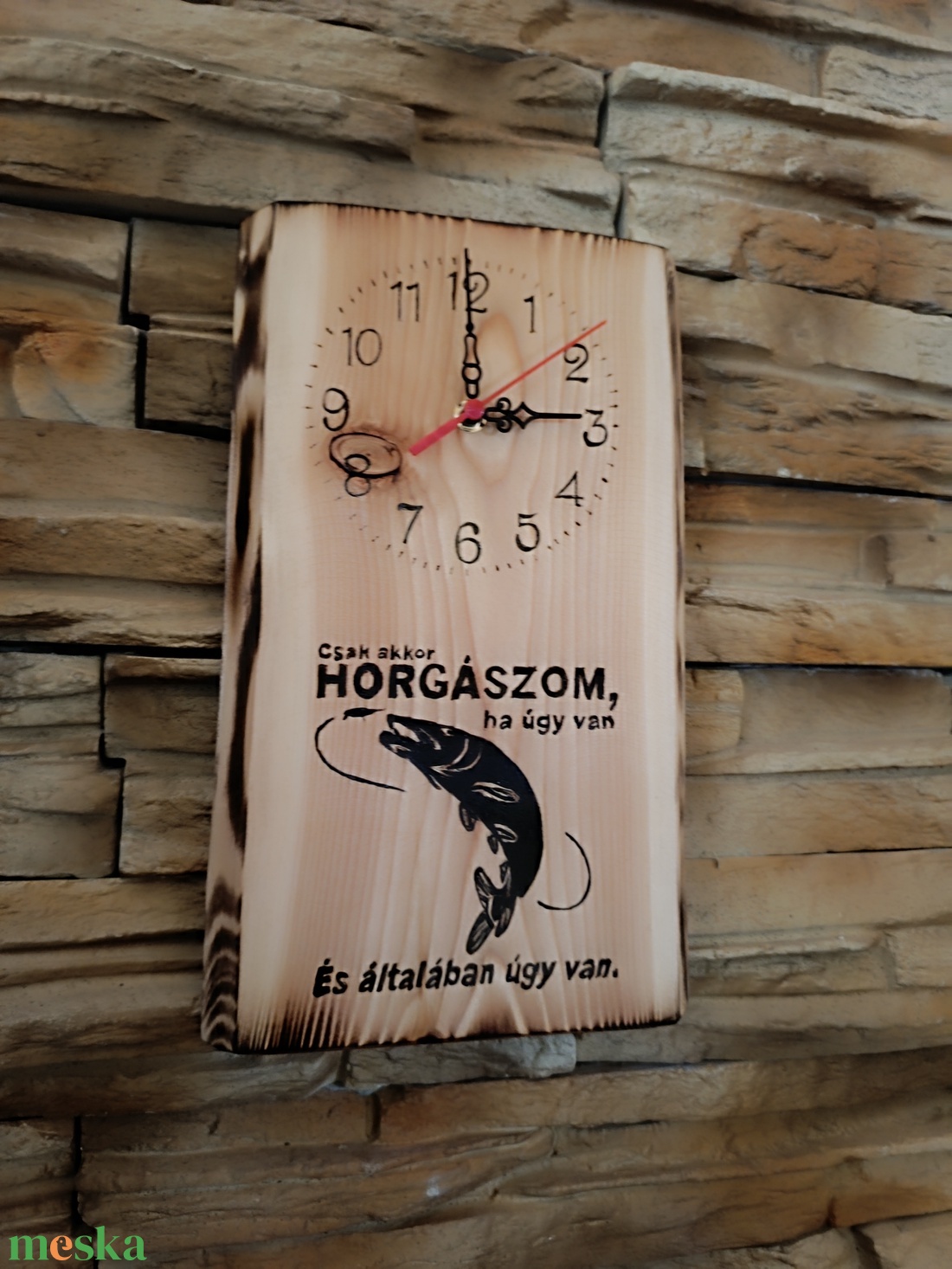  Fa falióra horgászok számára felirattal  - otthon & életmód - dekoráció - fali és függő dekoráció - falióra & óra - Meska.hu