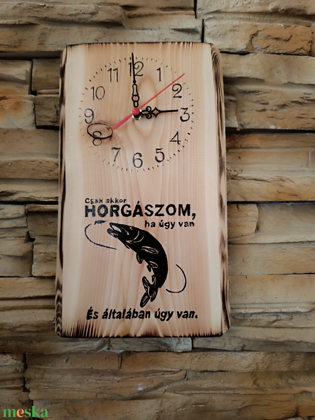  Fa falióra horgászok számára felirattal  - otthon & életmód - dekoráció - fali és függő dekoráció - falióra & óra - Meska.hu