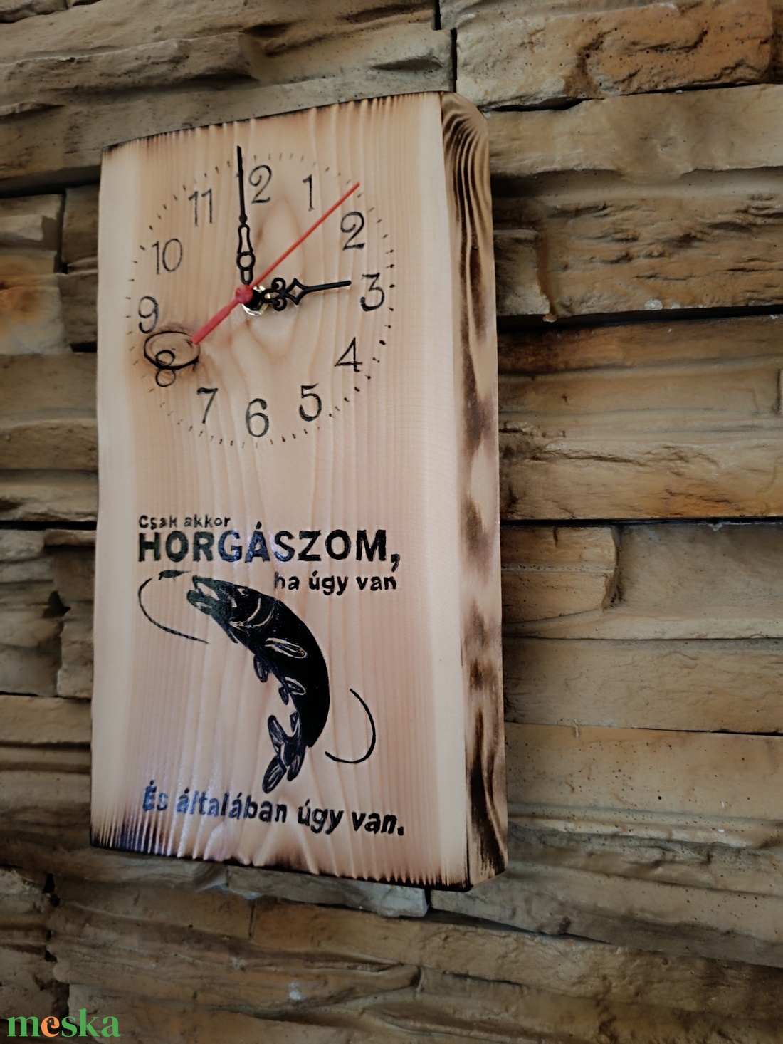  Fa falióra horgászok számára felirattal  - otthon & életmód - dekoráció - fali és függő dekoráció - falióra & óra - Meska.hu