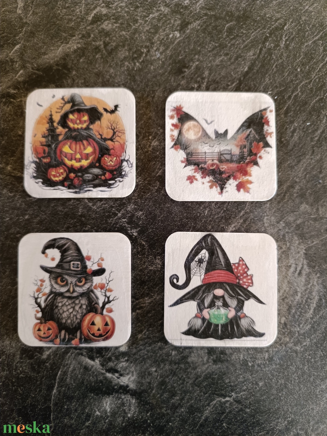 4 darabos Halloween-i hűtőmágnes szett  - otthon & életmód - konyhafelszerelés, tálalás - konyhai dekoráció - hűtőmágnes - Meska.hu