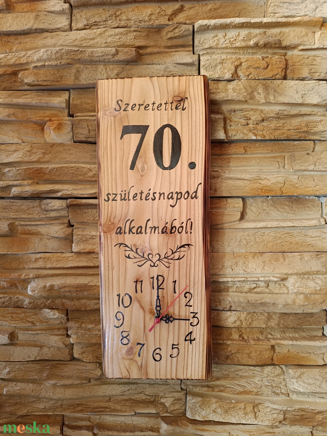 Fából készült falióra 70. születésnap alkalmából  - otthon & életmód - dekoráció - fali és függő dekoráció - falióra & óra - Meska.hu