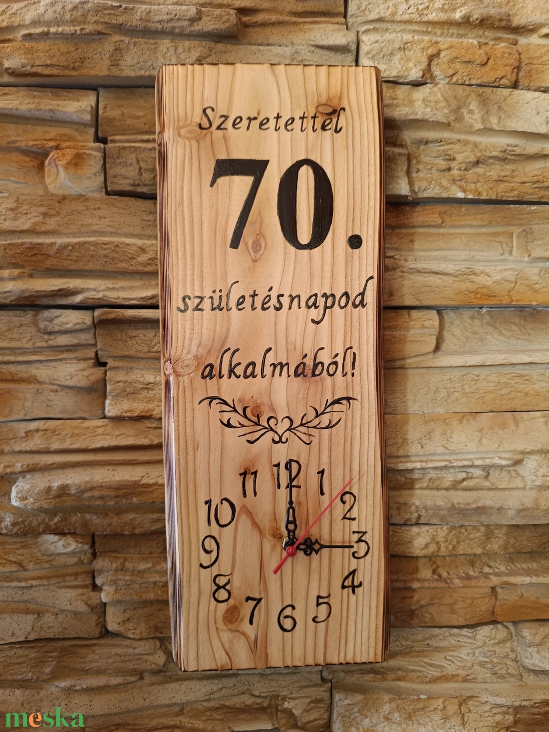 Fából készült falióra 70. születésnap alkalmából  - otthon & életmód - dekoráció - fali és függő dekoráció - falióra & óra - Meska.hu
