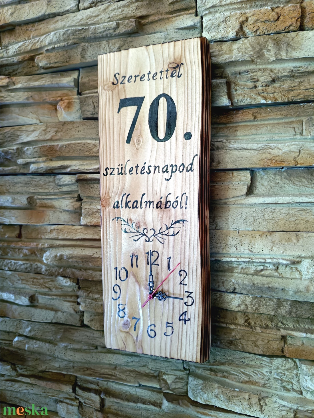 Fából készült falióra 70. születésnap alkalmából  - otthon & életmód - dekoráció - fali és függő dekoráció - falióra & óra - Meska.hu