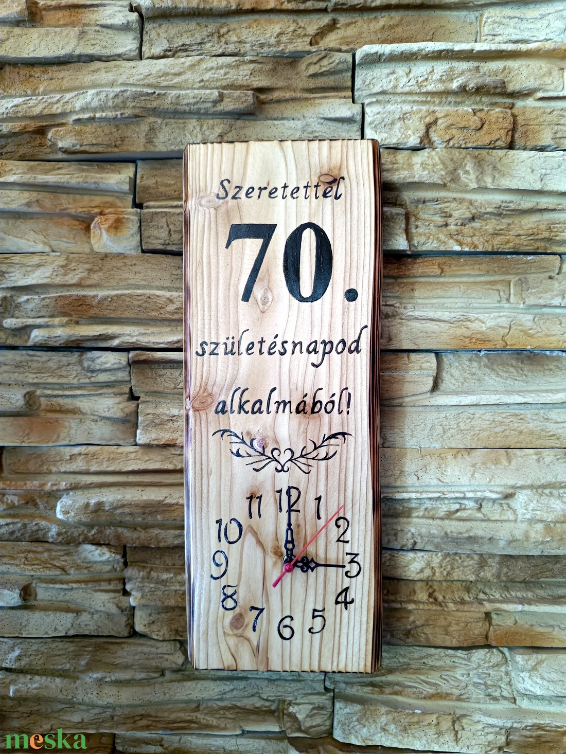 Fából készült falióra 70. születésnap alkalmából  - otthon & életmód - dekoráció - fali és függő dekoráció - falióra & óra - Meska.hu