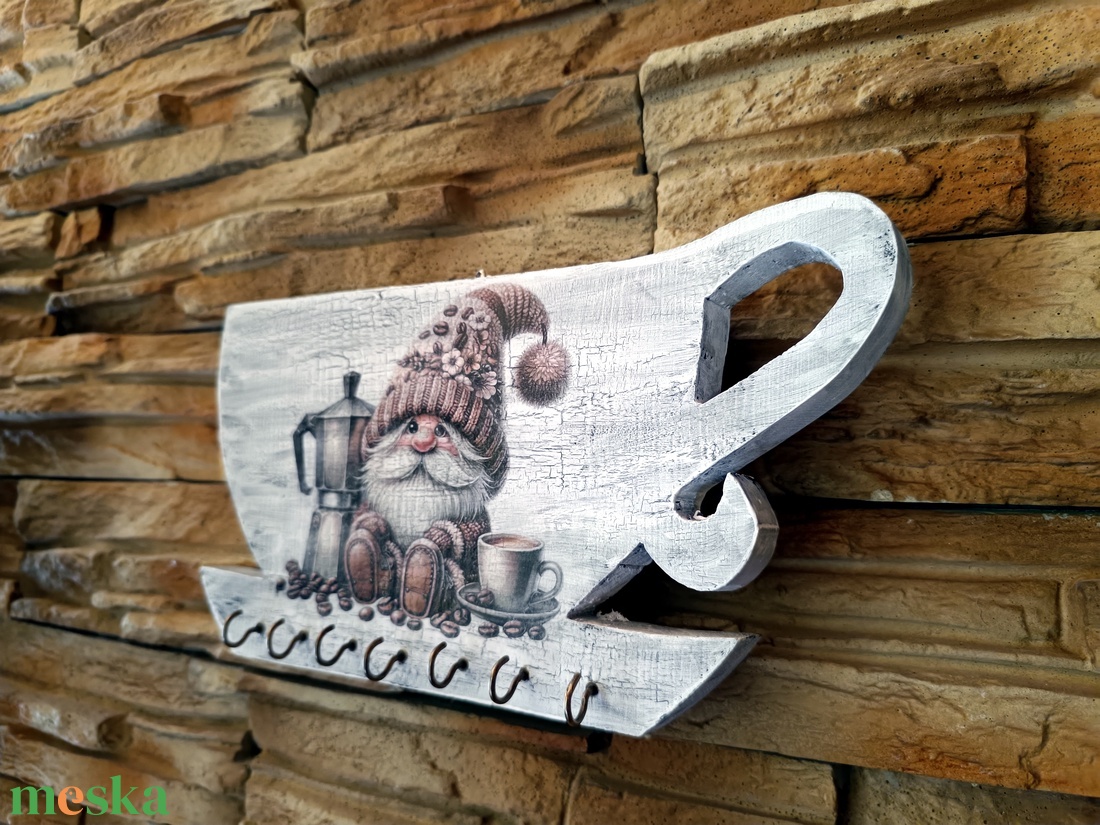 Konyhai akasztós tároló aranyos kávézó manóval  - otthon & életmód - konyhafelszerelés, tálalás - konyhai tárolás - tea & kávé tárolás - Meska.hu