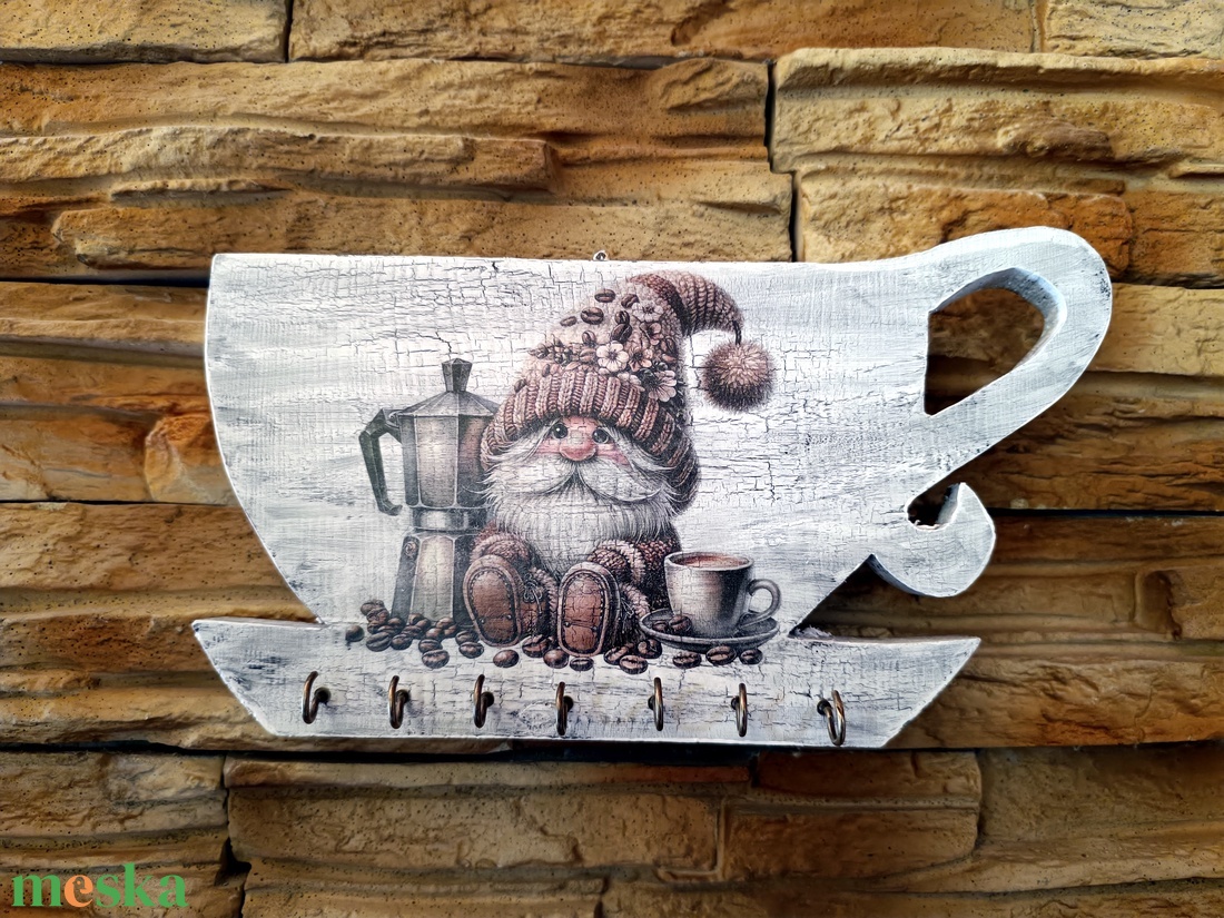 Konyhai akasztós tároló aranyos kávézó manóval  - otthon & életmód - konyhafelszerelés, tálalás - konyhai tárolás - tea & kávé tárolás - Meska.hu