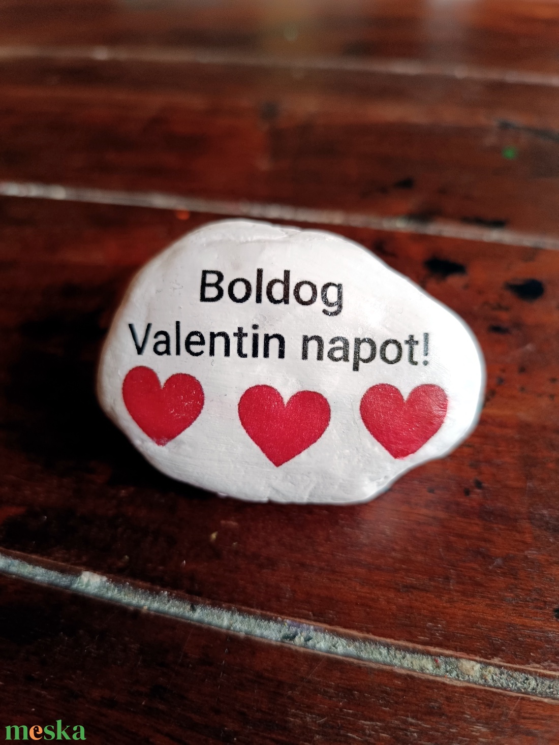Boldog Valentin napot festett kő - otthon & életmód - dekoráció - asztal és polc dekoráció - kavics & kő - Meska.hu