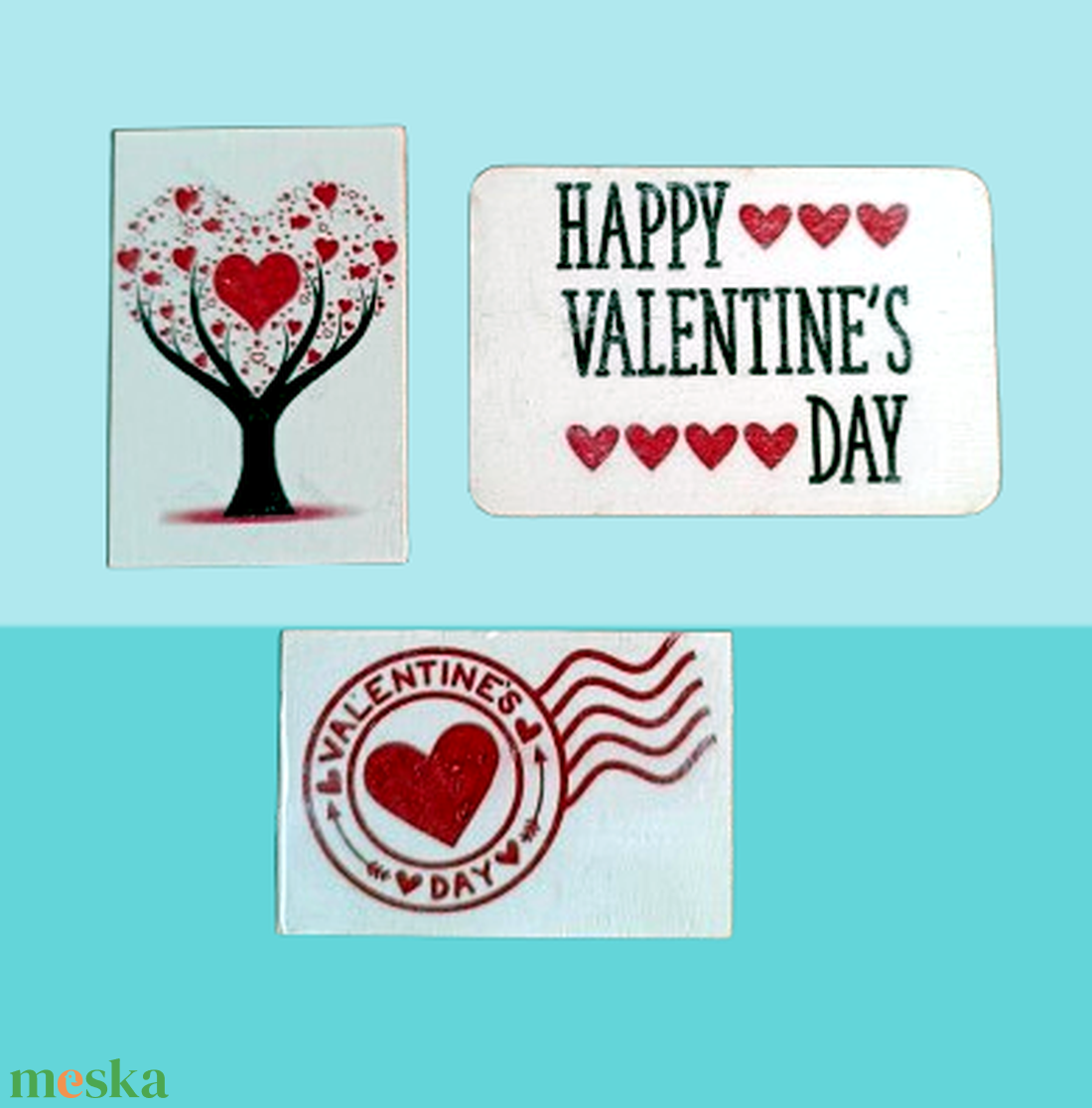 3 darabos hűtőmágnes szett Valentin nap alkalmából  - otthon & életmód - konyhafelszerelés, tálalás - konyhai dekoráció - hűtőmágnes - Meska.hu