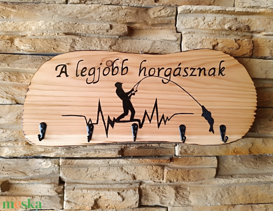 Fali kulcstartó a legjobb horgásznak  - otthon & életmód - dekoráció - fali és függő dekoráció - fali kulcstartó - Meska.hu
