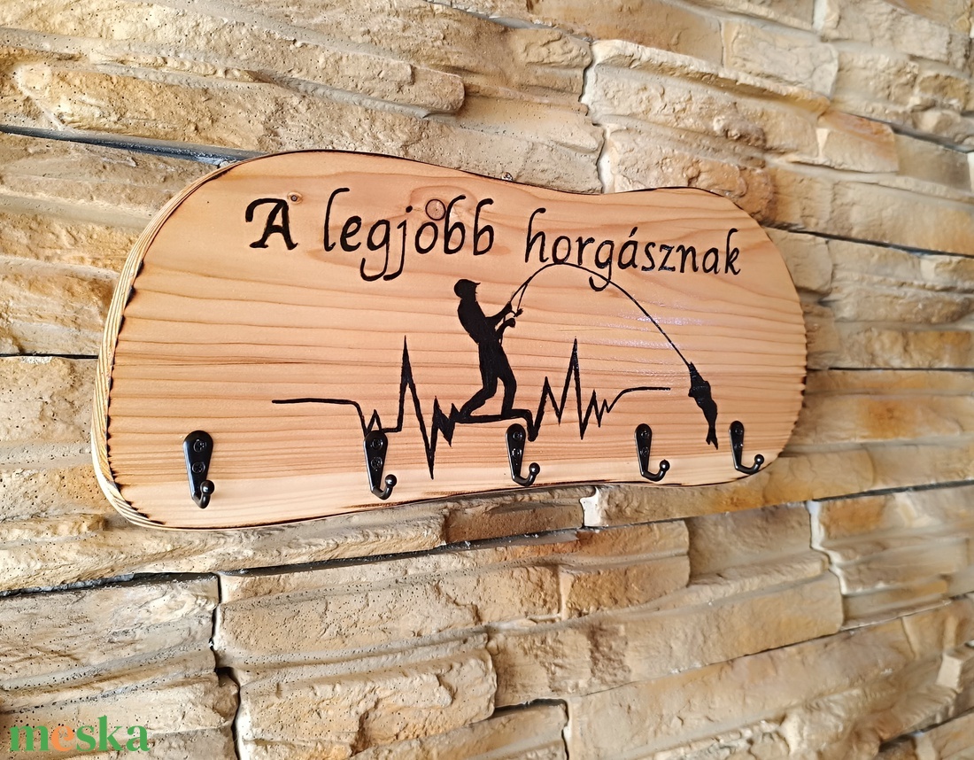 Fali kulcstartó a legjobb horgásznak  - otthon & életmód - dekoráció - fali és függő dekoráció - fali kulcstartó - Meska.hu