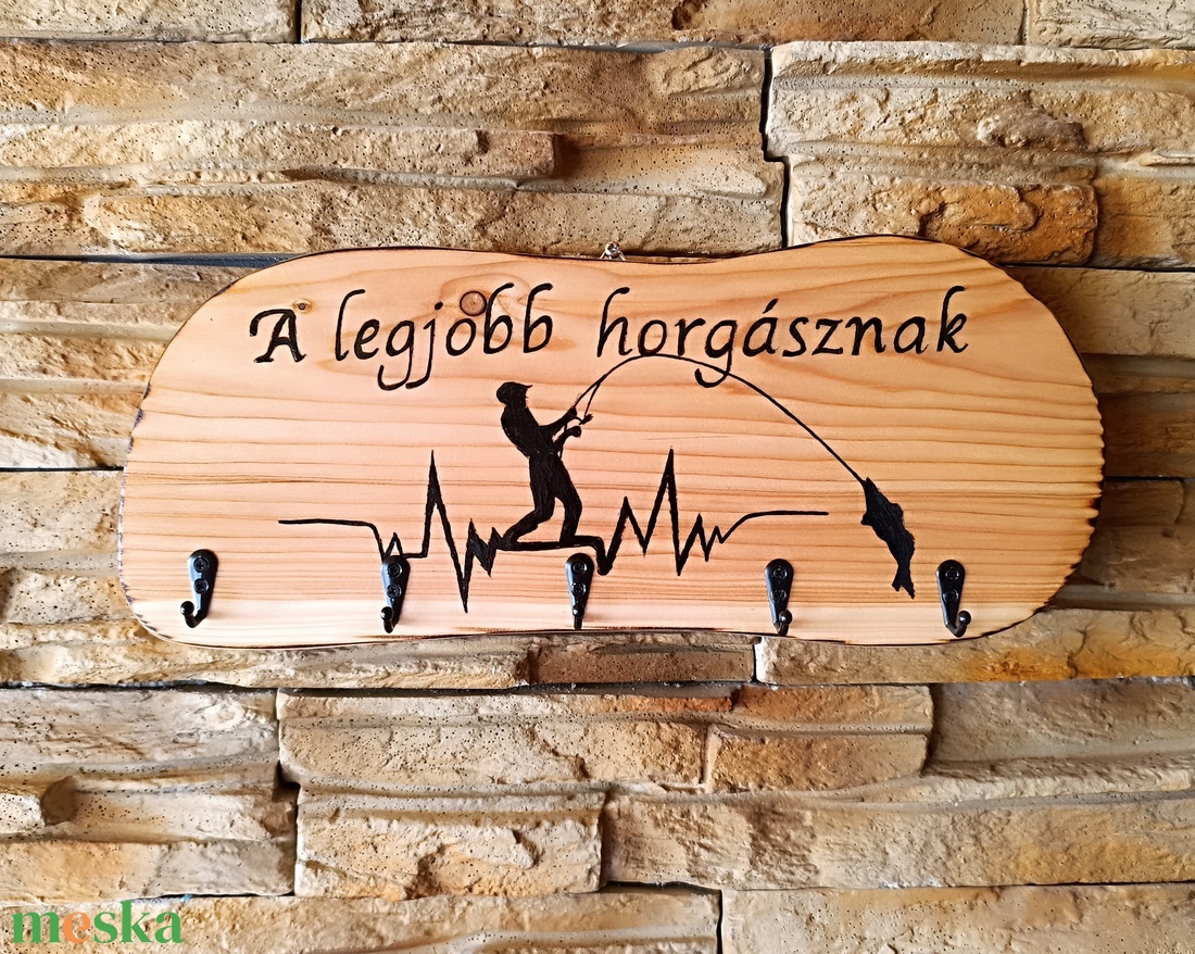 Fali kulcstartó a legjobb horgásznak  - otthon & életmód - dekoráció - fali és függő dekoráció - fali kulcstartó - Meska.hu