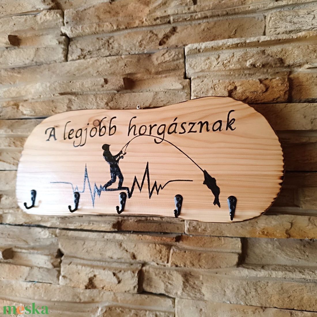 Fali kulcstartó a legjobb horgásznak  - otthon & életmód - dekoráció - fali és függő dekoráció - fali kulcstartó - Meska.hu