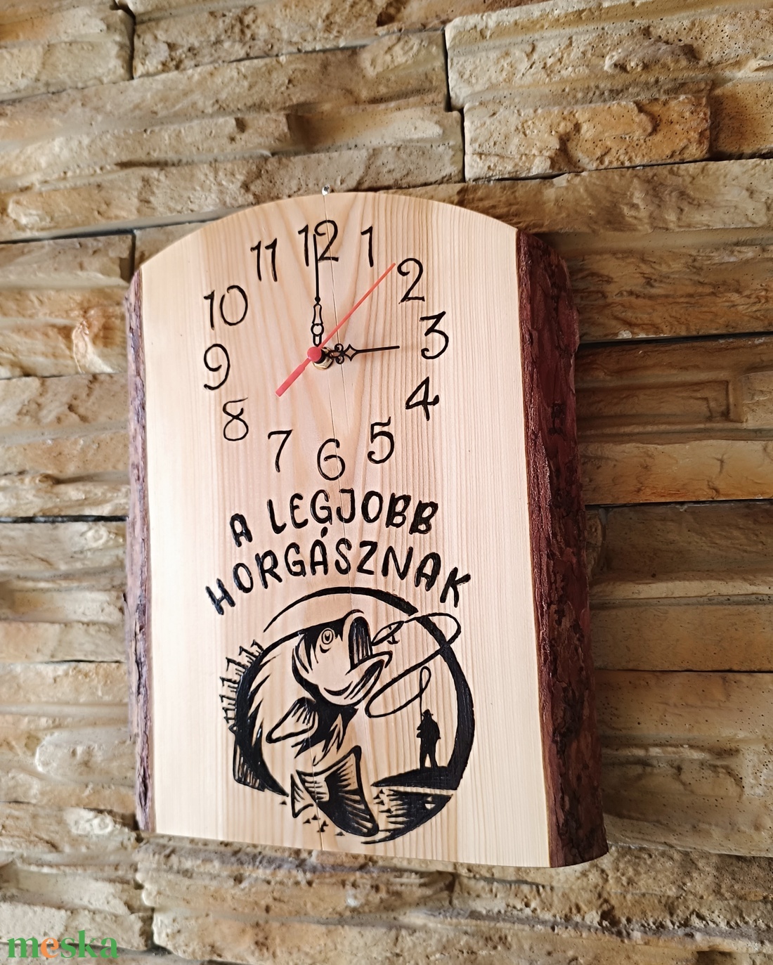 Fa falióra a legjobb horgásznak  - otthon & életmód - dekoráció - fali és függő dekoráció - falióra & óra - Meska.hu