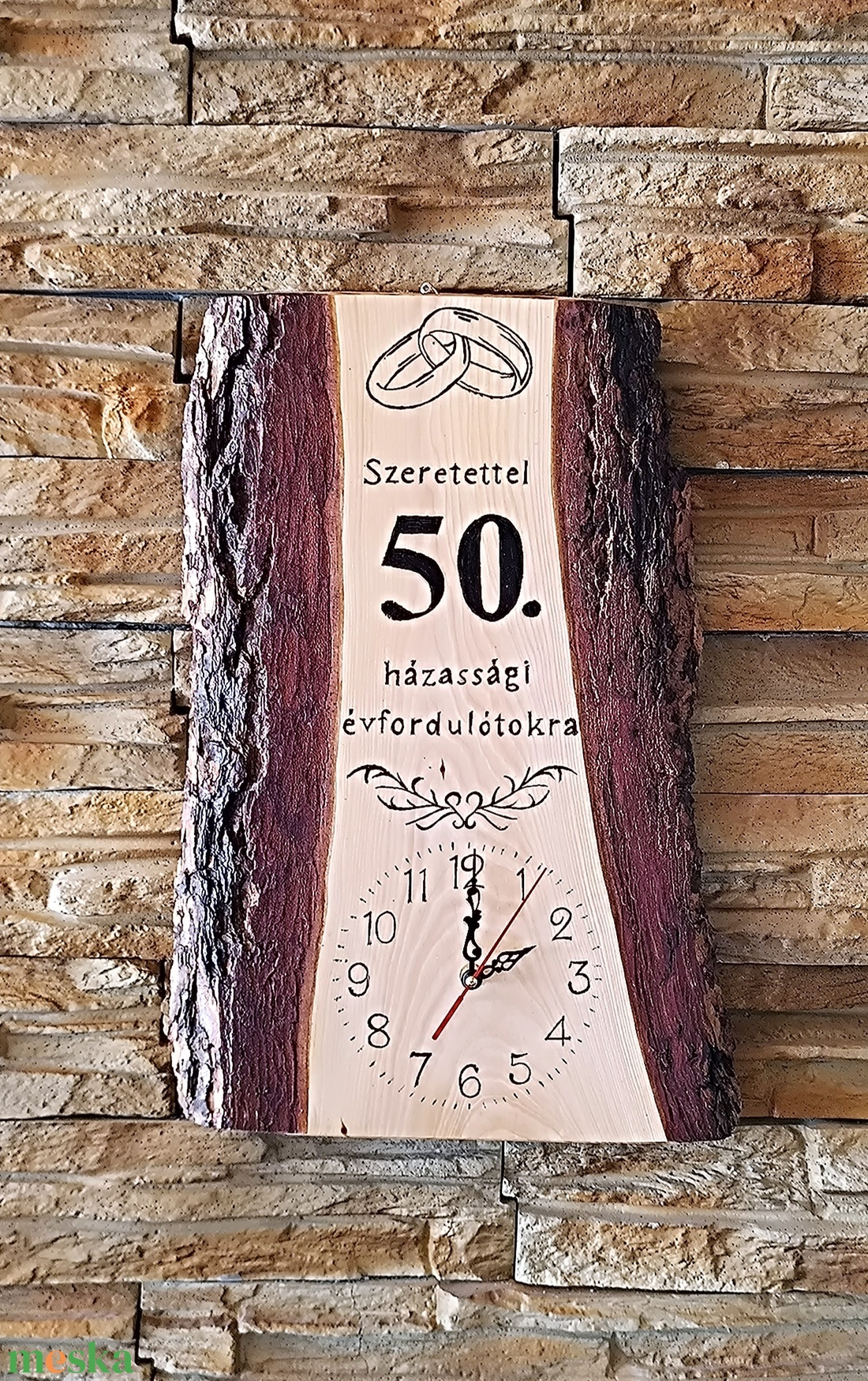 Fa falióra 50.házassági évforduló alkalmából - otthon & életmód - dekoráció - fali és függő dekoráció - falióra & óra - Meska.hu Fa falióra 50.házassági évforduló alkalmából - otthon & életmód - dekoráció - fali és függő dekoráció - falióra & óra - Meska.hu