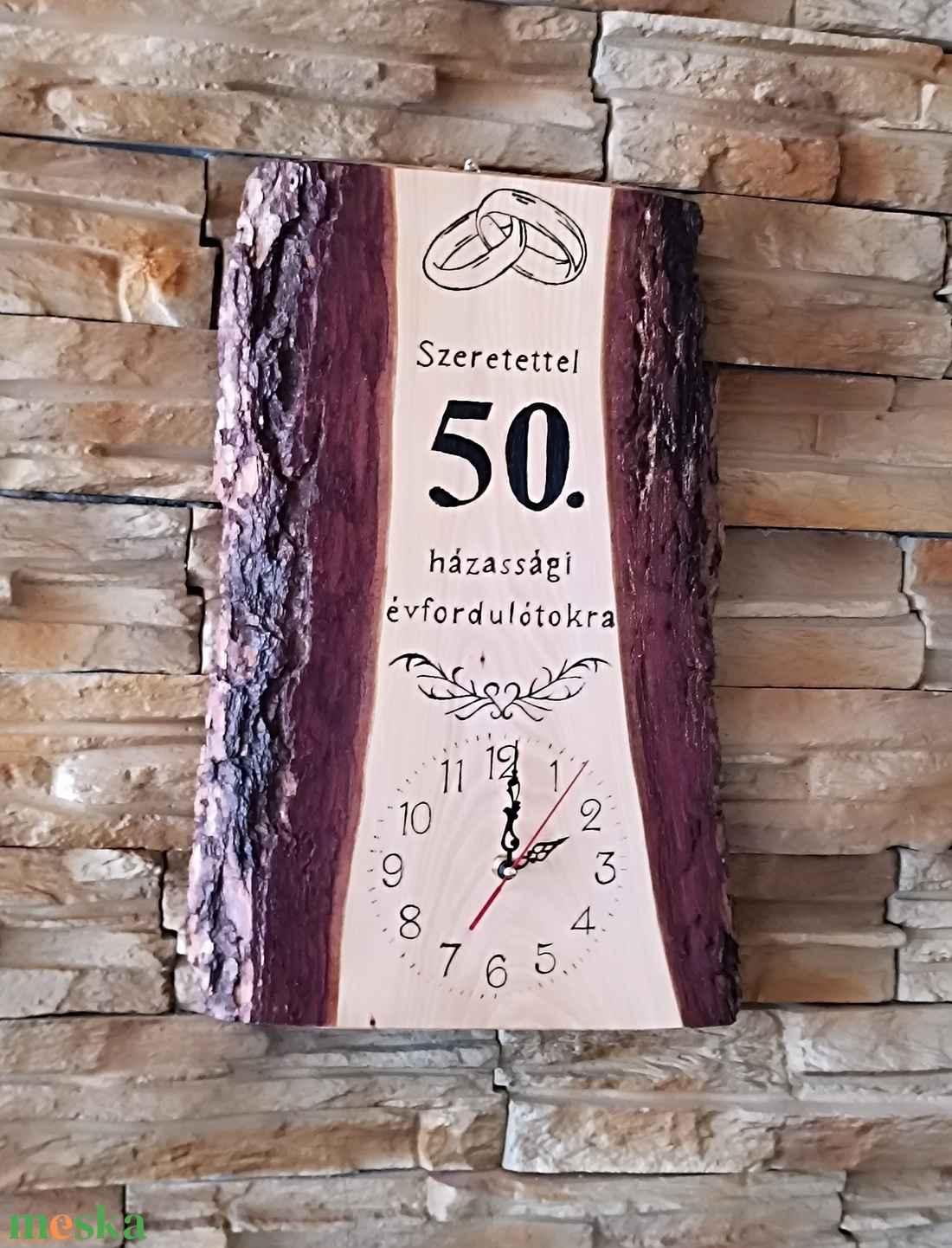 Fa falióra 50.házassági évforduló alkalmából - otthon & életmód - dekoráció - fali és függő dekoráció - falióra & óra - Meska.hu Fa falióra 50.házassági évforduló alkalmából - otthon & életmód - dekoráció - fali és függő dekoráció - falióra & óra - Meska.hu