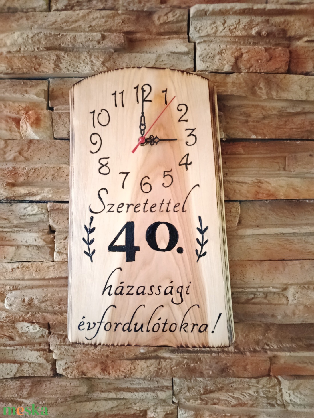 Fából készült falióra 40.házassági évforduló alkalmából  - otthon & életmód - dekoráció - fali és függő dekoráció - falióra & óra - Meska.hu