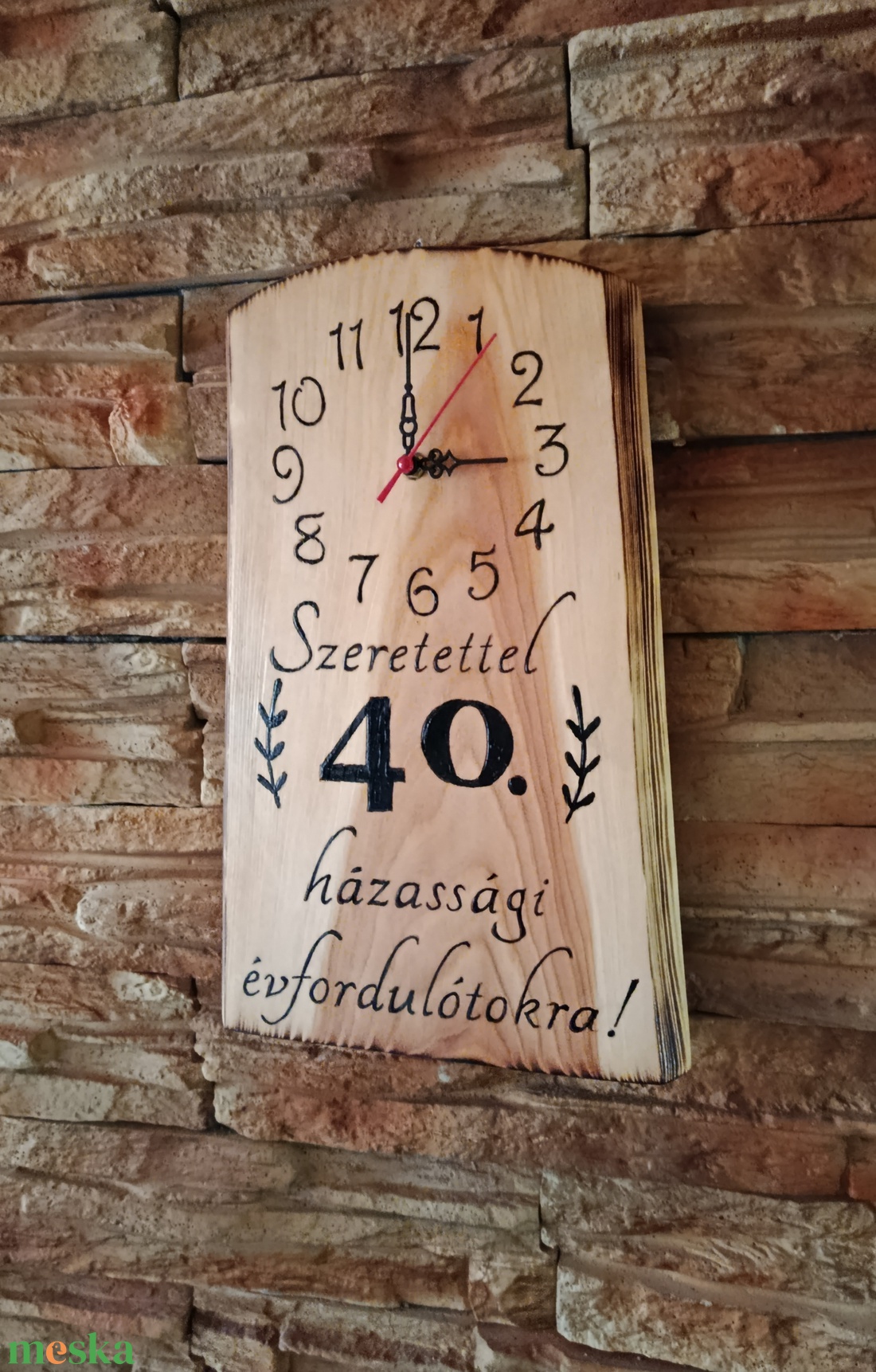 Fából készült falióra 40.házassági évforduló alkalmából  - otthon & életmód - dekoráció - fali és függő dekoráció - falióra & óra - Meska.hu