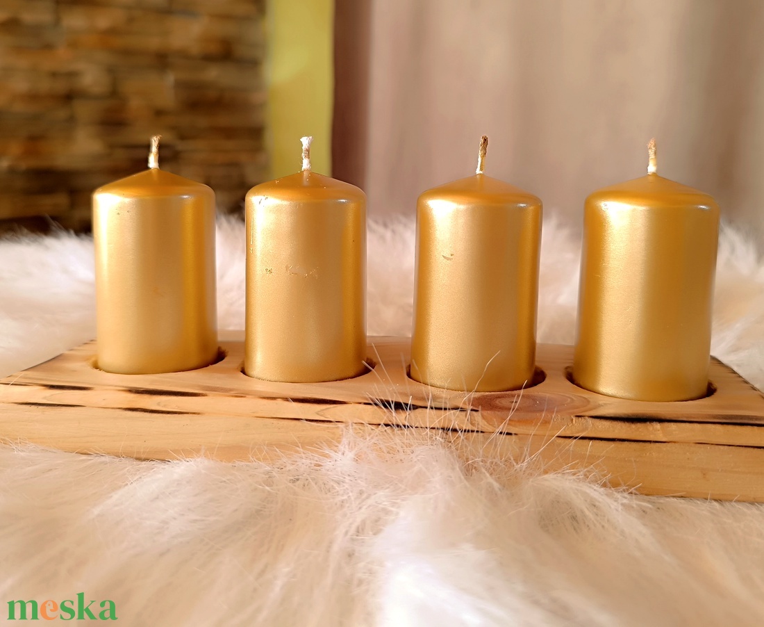Fa asztali gyertyatartó  - karácsony - adventi díszek - adventi asztaldísz - Meska.hu
